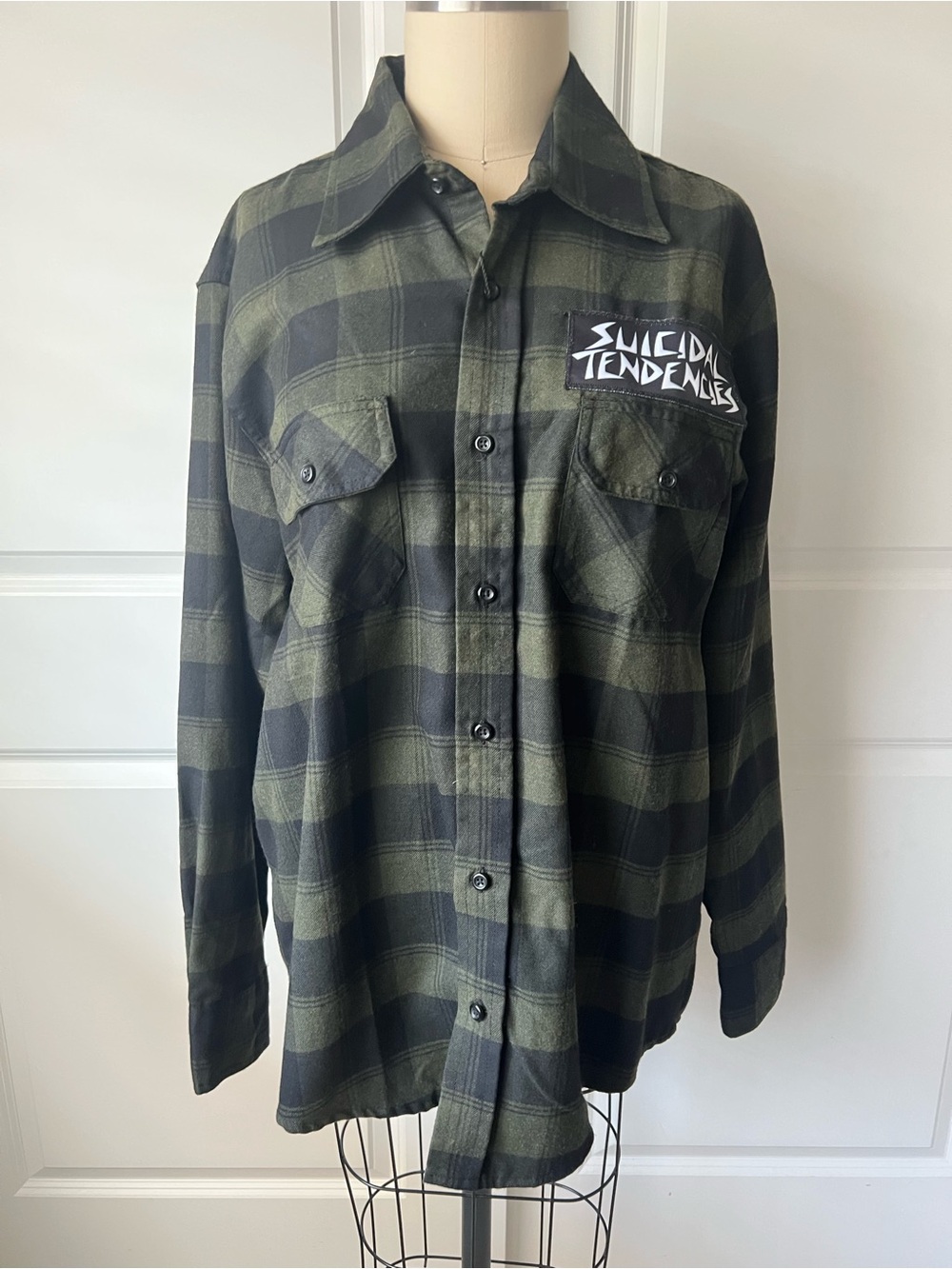 Triveni Men's Green Plaid Flannel Shirt